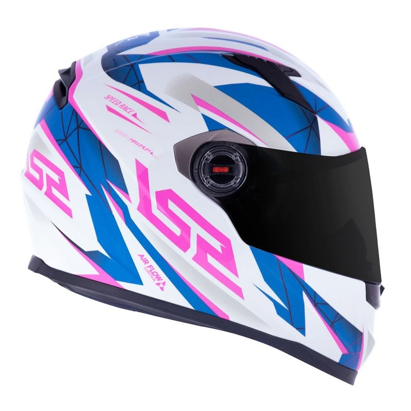 Capacete LS2 FF358 Speed Race Branco, Azul e Rosa