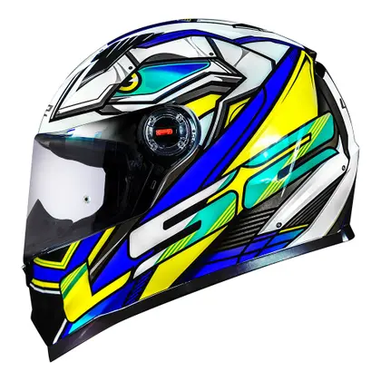 Capacete LS2 FF358 Tribal Azul e Amarelo